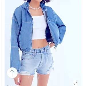 BDG denim hooded cropped jacket. Urban outfitters size Large brand new